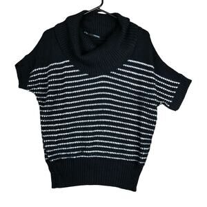 Maurices Womens Sweater Black White Striped Cowl Neck Dolman Normcore Workwear M